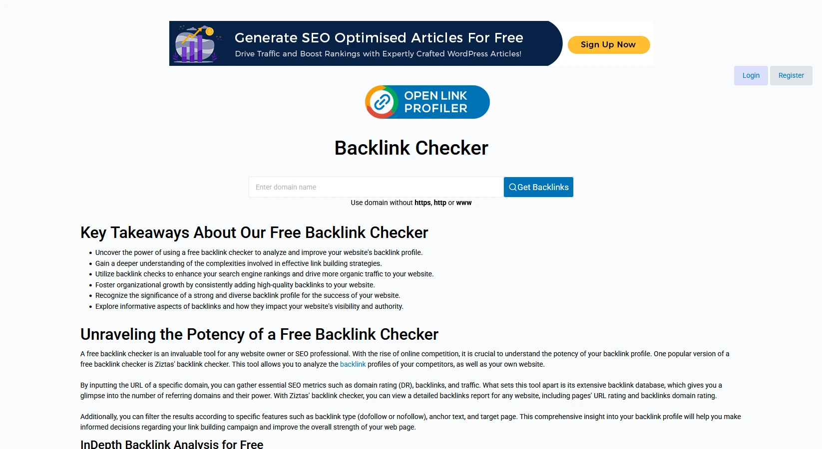 OpenLinkProfiler — Free Online Backlink Analyzer