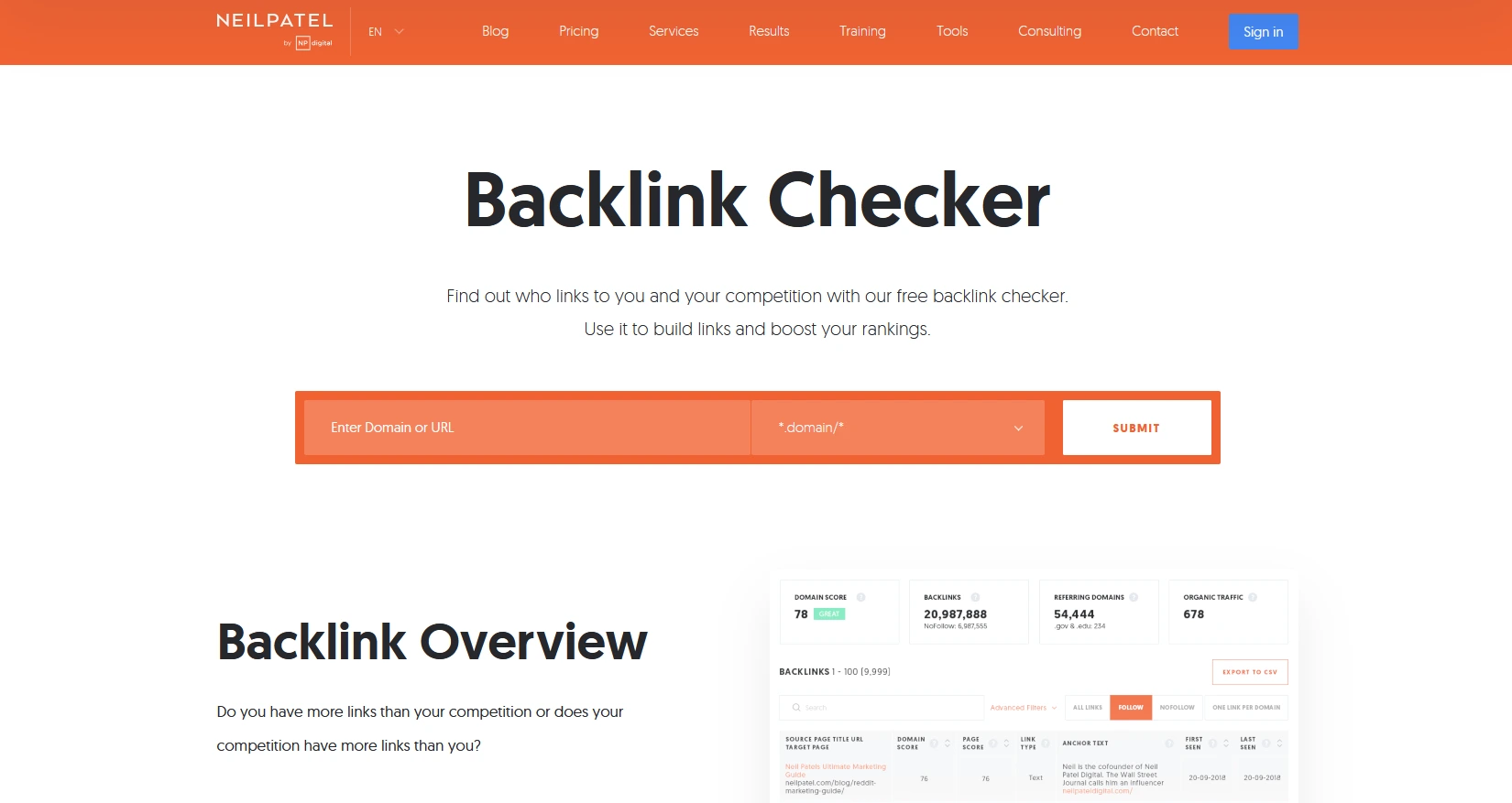 Ubersuggest — Backlinks Tool
